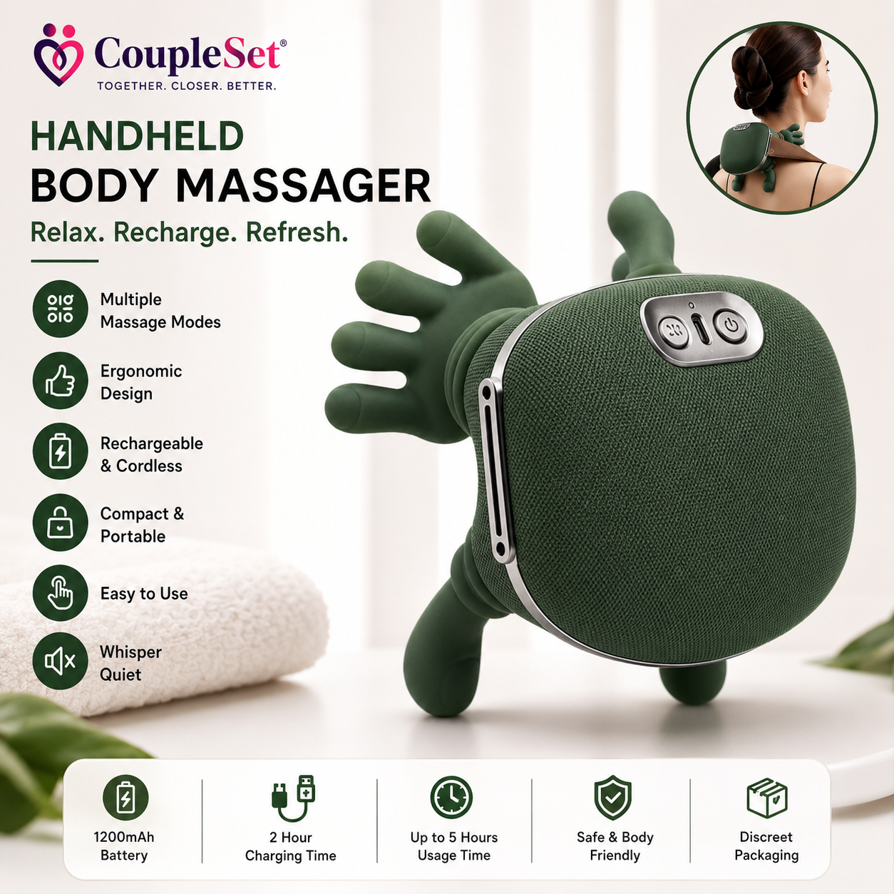 Rechargeable Handheld Body Massager with Multiple Massage Modes