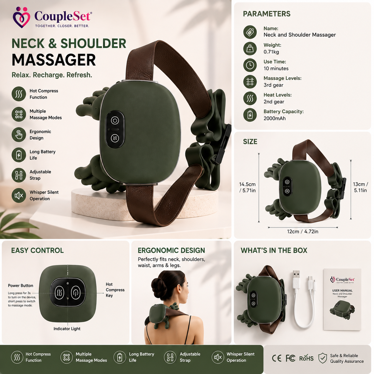 Rechargeable Handheld Body Massager with Multiple Massage Modes